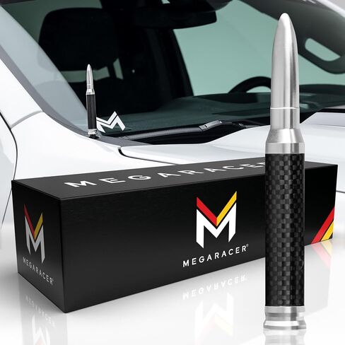 Mega Racer Black Metallic Gray 50 Cal Bullet Antenna for Truck, Car and SUV - 5.5 Inch Universal Fit, AM/FM Radio, 6061 Solid Aluminum, Car Replacement Antenna, Car Wash Safe, Car Truck Accessories in Saudi Arabia