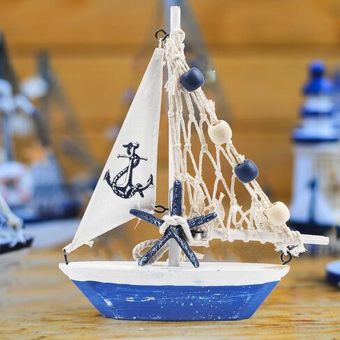 نموذج مركب شراعي صغير الديكور 2 قطعة قارب شراعي خشبي ديكور المنزل مجموعة الديكور البحري قارب شراعي الحلي نماذج المراكب الشراعية لغرفة النوم مكتب الحمام سطح المكتب الديكور (السماء الزرقاء) in Kuwait
