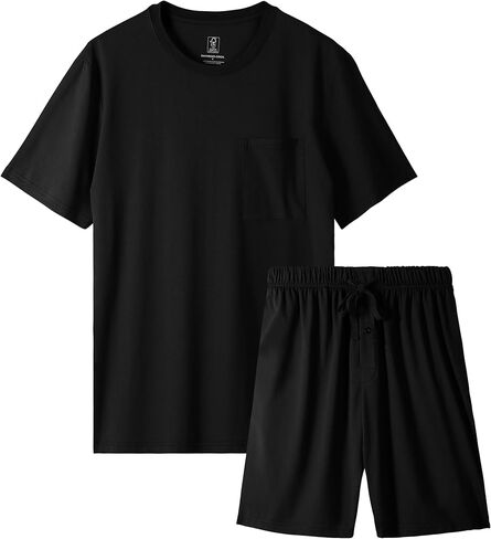 BAMBOO COOL Mens Pajama Set Sleepwear Pjs Lightweight Short Sleeve Shirts Soft Breathable Fresh Sleep Sets with Pockets S-3XL in Kuwait