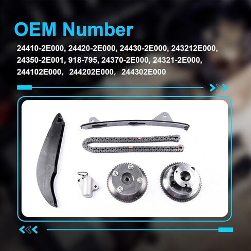 SUSUCAR 24321-2E000 مجموعة أدوات سلسلة التوقيت مع VVT Gear 243502E001 + 243702E000 يناسب كيا سول لشركة هيونداي إلنترا 2.0L 1.8L L4 أجزاء ما بعد البيع للمحرك in Saudi Arabia