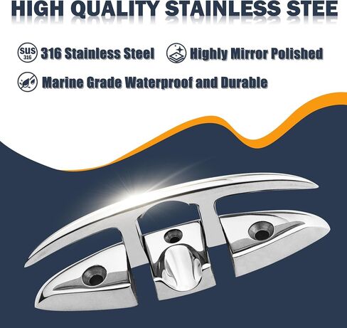 SHENGHUISS 6 Inch (155MM) Boat Folding Cleat Dock Deck Flip Up Flush Mount Boat Cleat Mooring Rope Stainless Steel 316 with Bolts and Nuts in Saudi Arabia