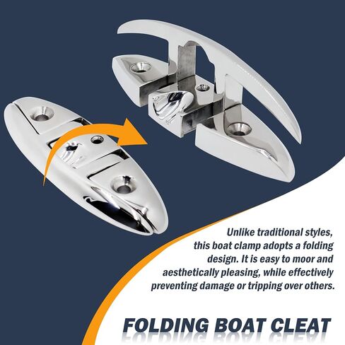 SHENGHUISS 6 Inch (155MM) Boat Folding Cleat Dock Deck Flip Up Flush Mount Boat Cleat Mooring Rope Stainless Steel 316 with Bolts and Nuts in Saudi Arabia