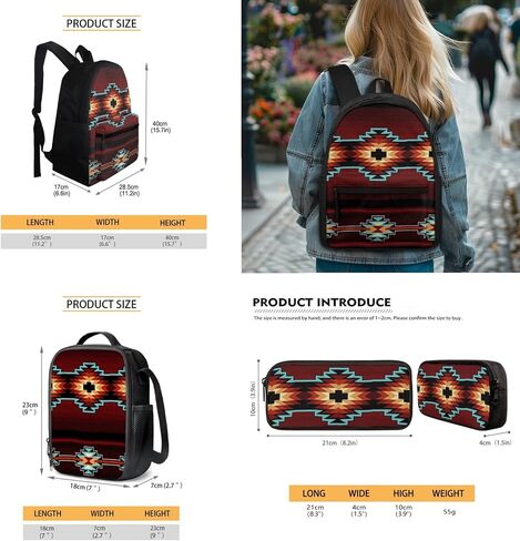SEANATIVE Lightweight Laptop Backpack Set with Aztec Tribal School Bookbag Lunch Bag Pencil Case in Saudi Arabia