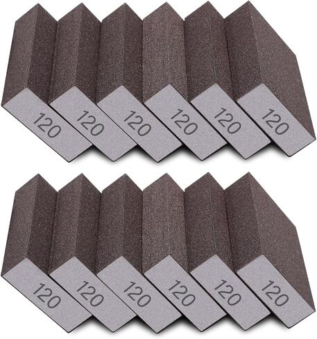 12Pcs Sanding Sponge 220 Grit Fine Sanding Blocks for Drywall Metal Wood Washable and Reusable in Saudi Arabia