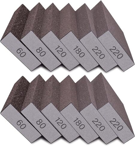 12Pcs Sanding Sponge 220 Grit Fine Sanding Blocks for Drywall Metal Wood Washable and Reusable in Saudi Arabia