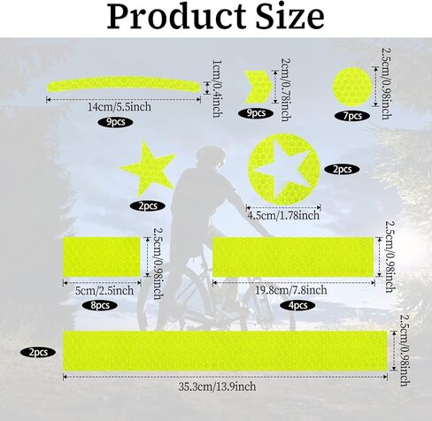42 PCS Reflective Stickers Warning Reflective Helmet Bike Stickers Waterproof Car Reflective Stickers for Bike Reflective Tape Reflective Decals Night Visibility Adhesive Stickers for Bicycle Scooter in Saudi Arabia