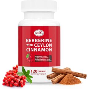 1700mg Berberine Supplement with Ceylon Cinnamon, Licorice Extract, Berberine 5X for Healthy Weight Management, Metabolism and Immune Support (120 Capsules)