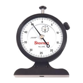 Starrett Dial Depth Gage for Quicker and More Convenient Direct Reading with Case - White Dial Face, 0-1/2" Range, 0-50 Dial Reading, .0005" Graduations - 640JZ
