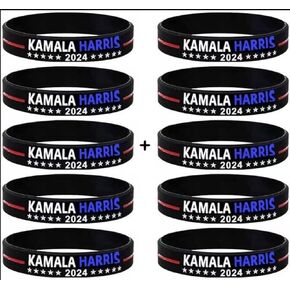 10 Pcs Kamala Harris 2024 President Vote Campaign Bracelets Silicone Wristbands Rubber Bracelets for Men&Women