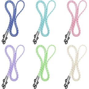 6 Pcs Eyeglass Strap Chains, Premium Glasses Holder Around Neck Chains Straps, Multicolor Glasses Lanyard for Women Men and Kids