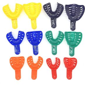 12 قطعة من صواني انطباع الأسنان للبالغين والأطفال، مجموعة صواني انطباعية مثقوبة للاستعمال مرة واحدة، حامل أسنان بلاستيكي لعيادة الأسنان، معدات المختبرات، طلاب طب الأسنان (12 قطعة) in Kuwait