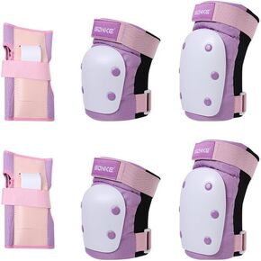 SONKE Youth/Adult Protective Gear Set, Knee Pads Elbow Protection Wrist Guards for 4-15 Years Child or Women for Roller Skating, Cycling, Skateboarding, Scooter Riding and Multi-Sports