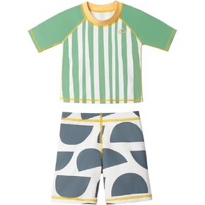 Kids Swimsuit Two Piece Bathing Suit with Baby Swimsuit Trunk and Rash Guard Set