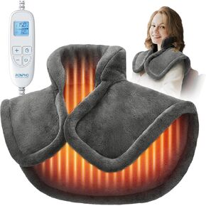 RENPHO Heating Pad for Neck and Shoulders and Back, Christmas Birthday Gifts for Women Men Mom Dad, FSA HSA Eligible, Electric Weighted Heated Pad for Pain Relief, ETL Certified, 19"x24" Gray