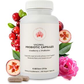 Vaginal Probiotics for Women pH Balance - Women's Probiotic, Prebiotics & Cranberry - Supports Vaginal Health, Urinary Tract Health, Yeast & Vaginal Odor Control - 6B CFUs - 60 Capsules