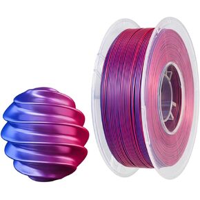 CC3D Silk Black/Red PLA Filament Silk Dual Color Filament 1.75mm 1KG 3D Printer Filament Two Color Coextrusion Filament PLA Shiny Metallic Filament 3D Printing Material Black Red PLA 2 in 1