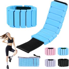 Bullpiano Ankle and Wrist Weights for Women and Man Set of 2(1Lbs Each), Arm and Leg Weights Adjustable Silicone Weighted Bracelet wrist weights for Walking, Gym, pool exercise, Yoga, Dance