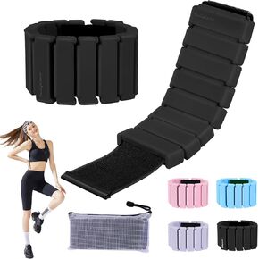 Bullpiano Ankle and Wrist Weights for Women and Man Set of 2(1Lbs Each), Arm and Leg Weights Adjustable Silicone Weighted Bracelet wrist weights for Walking, Gym, pool exercise, Yoga, Dance