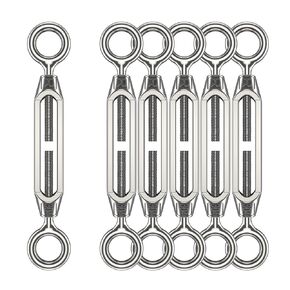 Eye & Eye Stainless Steel Turnbuckles Wire Rope Tension, 6pack Heavy Duty Rope Cable Tensioner for Garden Wire, Adjustable O to O Turnbuckle for Shade Sail (5/32" (M4) - 6pcs)