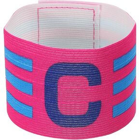 PATIKIL 12.2x2.5 Soccer Captain C Armband, Nylon Unisex Elastic Protective Arm Badge Adjustable for Youth Adult Team Training, Rose Red