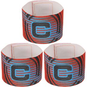 PATIKIL 12.2x2.6 Soccer Captain C Armband, 3 Pack Nylon Unisex Elastic Arm Band Adjustable for Youth Adult Team Training, Red