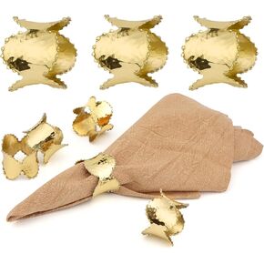 Napkin Ring Holders, Napkin Rings, Napkin Rings Set of 12, Napkin Ring Holders for Cloth Napkins, Round Serviette Rings, Napkin Ring Set, Napkin Ring Bulk - Gold