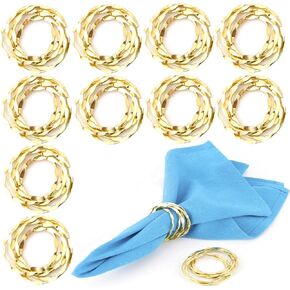 Napkin Ring Holders, Napkin Rings, Napkin Rings Set of 12, Napkin Ring Holders for Cloth Napkins, Round Serviette Rings, Napkin Ring Set, Napkin Ring Bulk - Gold