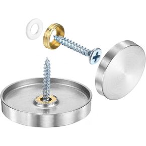 uxcell 4 Pcs Screw Covers Caps, Stainless Steel Mirror Screws Decorative Caps Cover Nails, Mirror Screws Fasteners for Sign Advertising Hardware Construction, 40mm Diameter, Silver