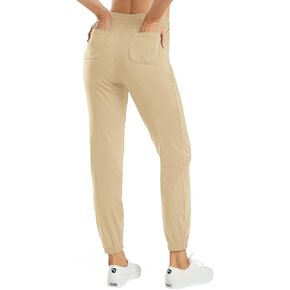 G4Free Golf Pants for Women Lightweight Travel Causal Pants with Pockets(Light Khaki, M, 30")