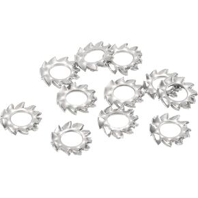 uxcell 100Pcs External Tooth Star Lock Washers, M2.5 304 Stainless Steel External Serrated Lock Washer for Mechanical Equipment Fasteners, Silver