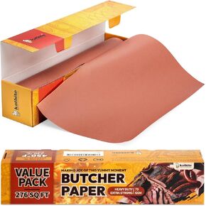 Butcher Paper Roll-18"x200' (2402") -Unbleached, Uncoated Butcher Paper for Sublimation with Dispenser Box -pink butcher paper for smoking -Unwaxed Butcher Paper -Butcher Block Paper