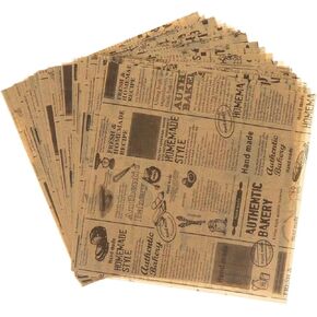 100 Sheets Newsprint Deli Paper, Disposable Flat Deli Paper with Newsprint, Sandwich Wrapping Papers Deli Wrapping Sheets for Kitchen, Outdoor Picnic, Burgers and Sandwich,15x11 Inches