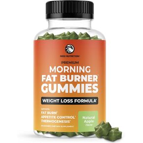 Morning Fat Burner Gummies for Weight Loss for Women & Men | Thermogenic Belly Fat Burner with Green Tea, Garcinia, Green Coffee Bean & More | Appetite Suppressant & Metabolism Booster | 60 Gummies