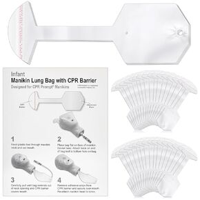 100 Pcs 100 Pcs Adult/Child CPR Manikin Infant Face Shield Lung Bag Manikin Replacement Lung Bag Face Shield Lung Bags Compatible with CPR Prompt Manikin CPR Classes Training (10.63 Inches)