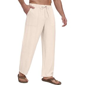 Sailwind Men's Casual Pants Elastic Waist Drawstring Beach Summer Pants Lightweight Trousers Yoga with Pockets