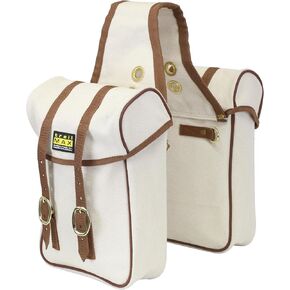 Strong, Reliable, Durable Canvas Saddlebags for Trail Riding; Saddlebags for Your Horseback Adventure; Natural Canvas with Strong Nylon Straps and Reinforcement