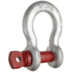 Crosby 1018516 Carbon Steel G-209 Screw Pin Anchor Shackle, Galvanized, 6-1/2 Ton Working Load Limit, 7/8" Size