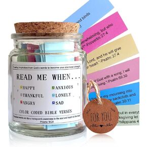 Bible Verses in a Jar, the Hope Jar Read Me When Bible Verses Jar with Colored Bible Verses, Scripture Prayer Jar Bible Gifts for Women Church Faith Based