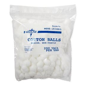 Medline Nonsterile Cotton Ball, Size Medium, Pack of 200