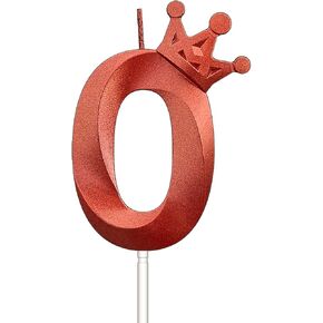 Number 60 Birthday Candle 3D Crown Design Cake Topper for Sixty-Year-Olds and Anniversaries (Red, No. 60)