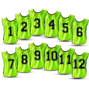 Soccer Pinnies with Number 1-12 - Team Pennies, Scrimmage Vests for Soccer & Basketball Practice Jersey