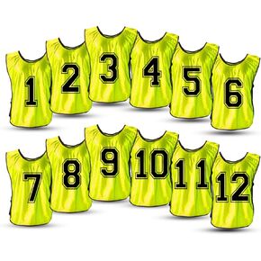 Soccer Pinnies with Number 1-12 - Team Pennies, Scrimmage Vests for Soccer & Basketball Practice Jersey