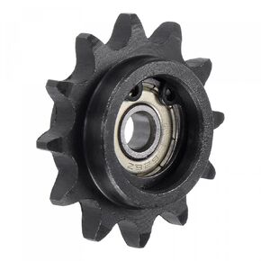 uxcell Chain Idler Sprocket, 8mm Bore 3/8" Pitch 12 Tooth Tensioner, Black Oxide Finish C45 Carbon Steel with Insert Single Bearing for ISO 06B Chains