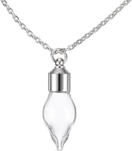 HARFINGTON 10 Pcs Name on Rice Glass Vial Pendant 14mm Width Mini Glass Bottles, for Necklace Wish Bottle DIY Pendant Craft Souvenirs in Saudi Arabia