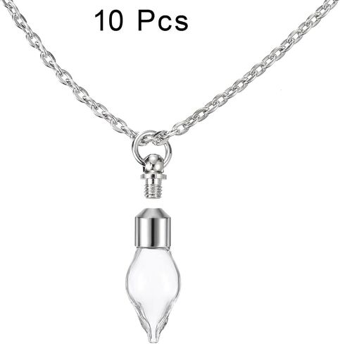 HARFINGTON 10 Pcs Name on Rice Glass Vial Pendant 14mm Width Mini Glass Bottles, for Necklace Wish Bottle DIY Pendant Craft Souvenirs in Saudi Arabia