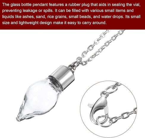 HARFINGTON 10 Pcs Name on Rice Glass Vial Pendant 14mm Width Mini Glass Bottles, for Necklace Wish Bottle DIY Pendant Craft Souvenirs in Saudi Arabia