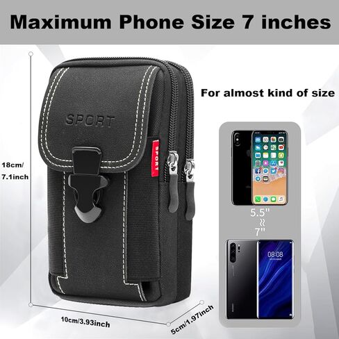 حافظة الهاتف الخليوي التكتيكية مع 2 حقيبة حزام الحقائب للرجال حافظات الهاتف الخليوي للرجال حامل الهاتف الخليوي الأسود لحزام الهاتف الخليوي الحافظة مع حلقة الحزام in Kuwait