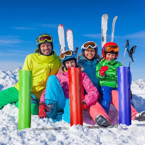 6 قطع من سجادة التزلج المرنة على الجليد في فصل الشتاء مقاس 54 بوصة زلاجة الشاطئ للرمال خفيفة الوزن وشرائح عالية السرعة للثلج معدات التزلج المحمولة للبالغين على الجليد، أزرق، أحمر، أخضر in Saudi Arabia