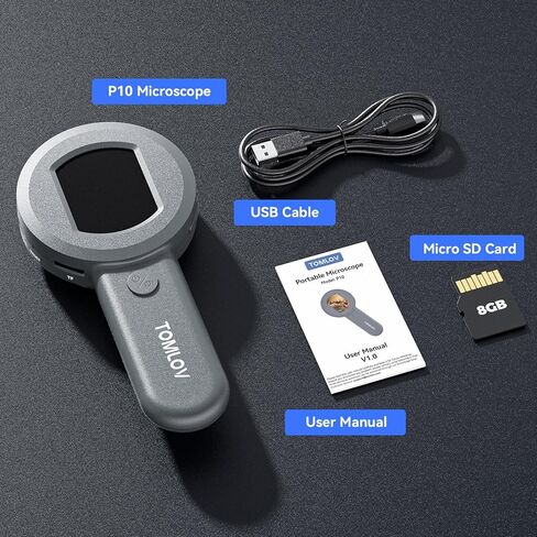 مجهر TOMLOV P10 للأطفال، عدسة مكبرة للجيب 100X مع ضوء للبالغين، عدسة مجوهرات محمولة مع شاشة، مكبر عملة محمول لهواة الجمع، مجهر رقمي LCD مقاس 2 بوصة لـ Trichome in Kuwait