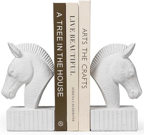 Book Ends for Shelves - Book Ends to Hold Books Heavy Duty, Horse Decorative Bookends for Heavy Books with Anti-Slip Base Book Stopper for Shelves Books Home Office Decor (Black) in Saudi Arabia